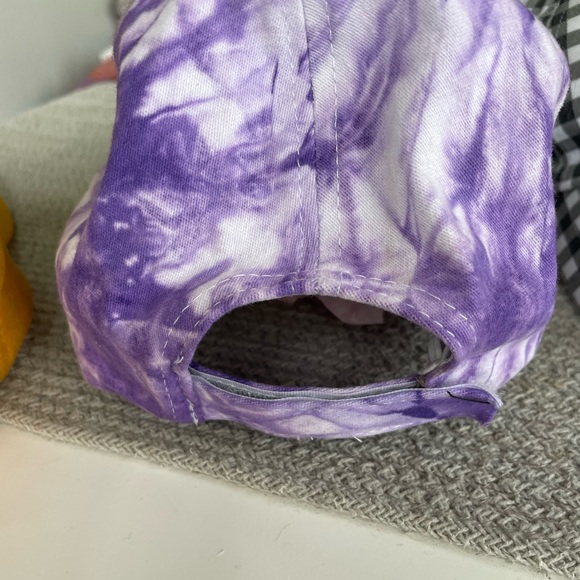 Set/3 Adjustable Baseball Hats Black White Gingham Purple Tie Dye Gold Corduroy - Picture 6 of 12